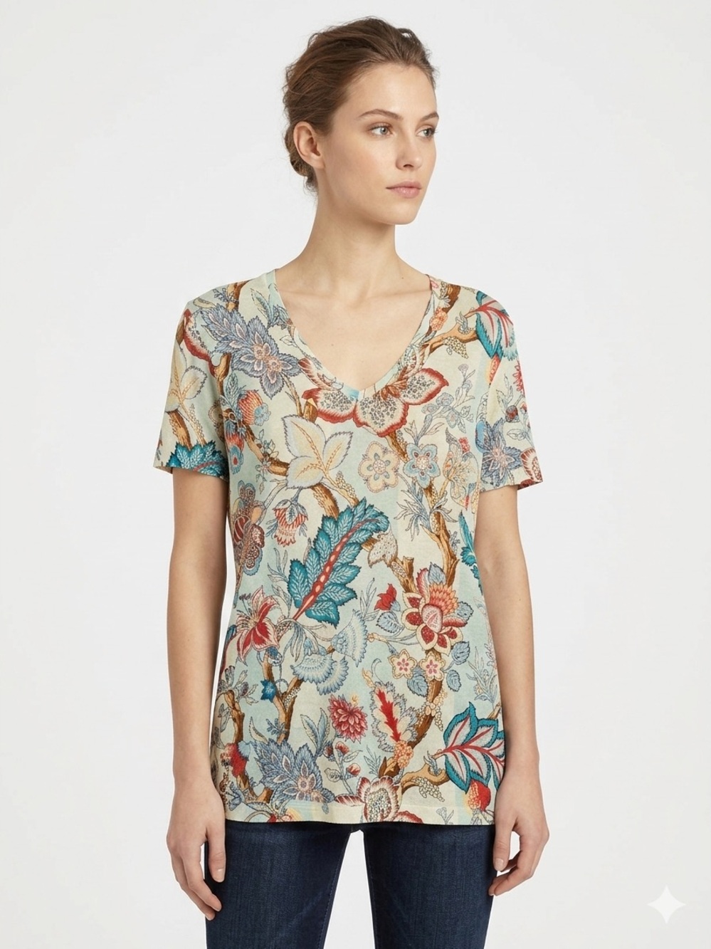 Etro Milano Floral Paisley V-Neck Knit Top IT 46 or US L Boho Cottagecore Luxury